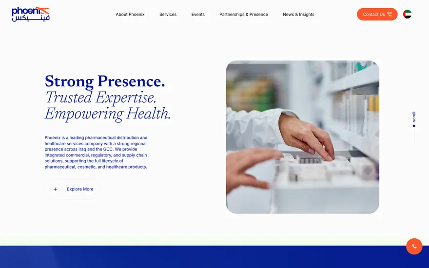 Screenshot of the Phoenix pharmaceutical distribution website